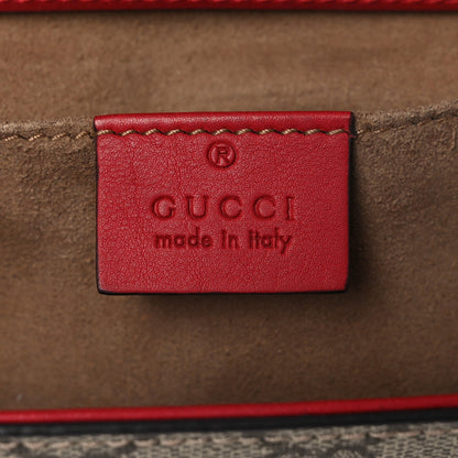 Gucci GG Supreme Monogram Calfskin Small Padlock Shoulder Bag Beige Hibiscus Red New Rosette