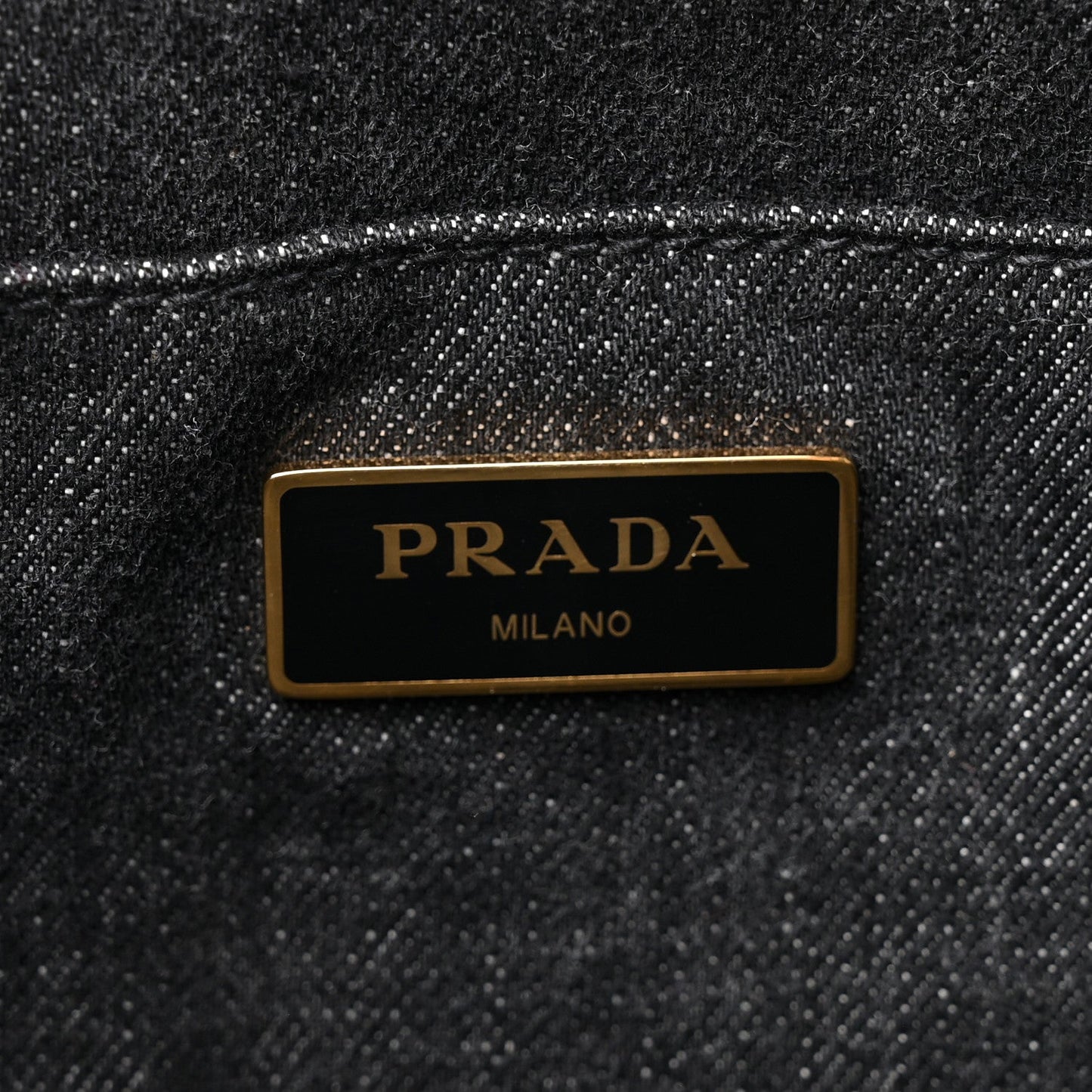 Prada Denim Small Logo Tote Black
