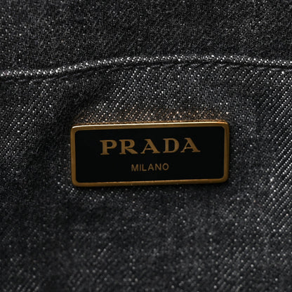 Prada Denim Small Logo Tote Black