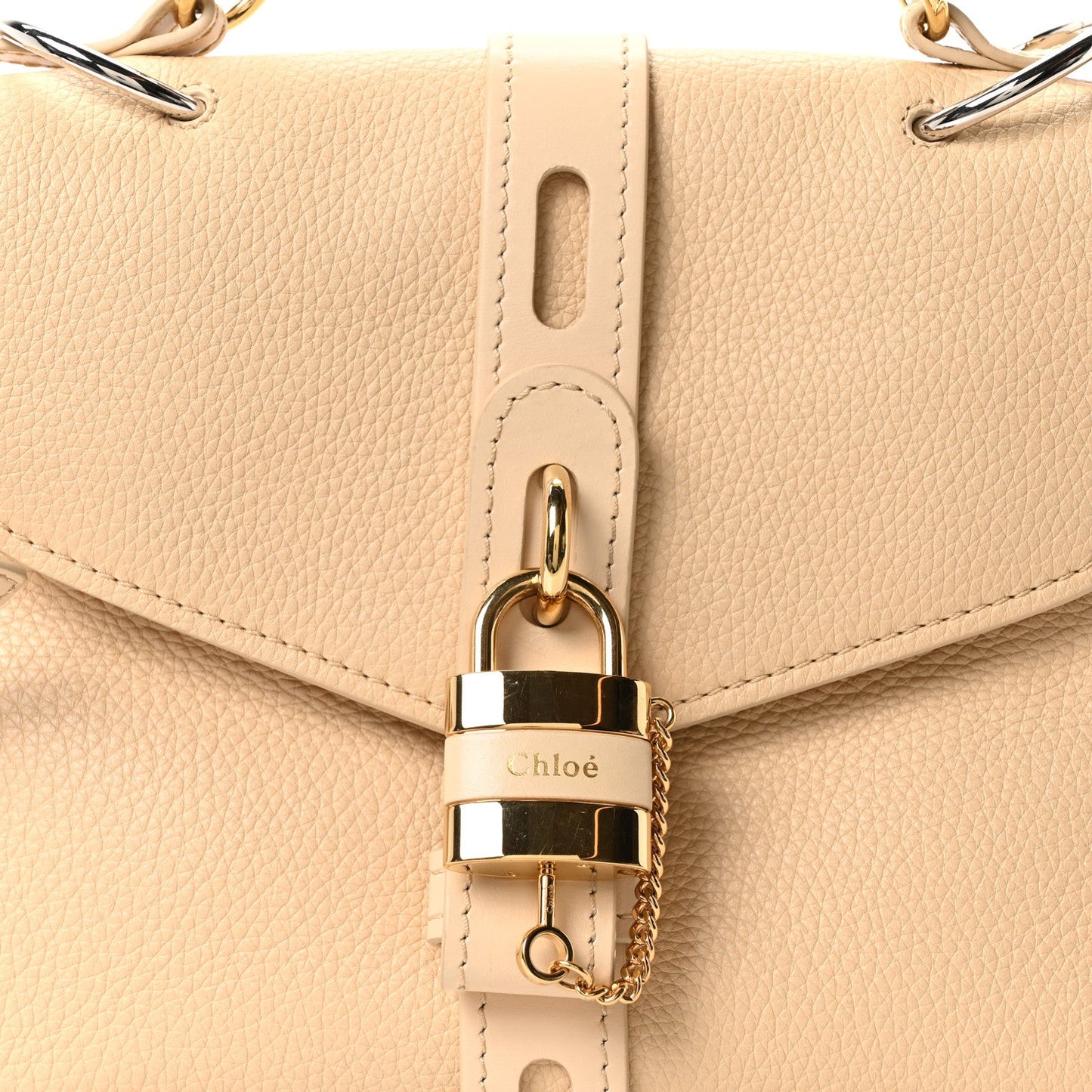 Chloe Shiny Grained Calfskin Medium Aby Day Shoulder Bag Blondie Beige