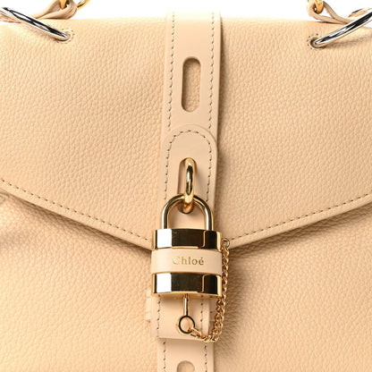Chloe Shiny Grained Calfskin Medium Aby Day Shoulder Bag Blondie Beige