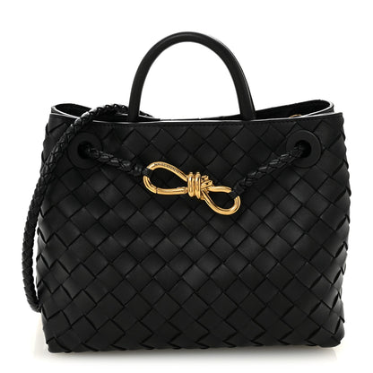 Bottega Veneta Nappa Intrecciato Small Andiamo Shoulder Bag Black