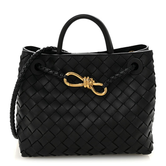 Bottega Veneta Nappa Intrecciato Small Andiamo Shoulder Bag Black