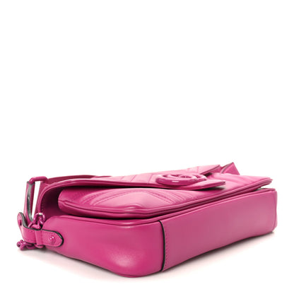 Gucci Calfskin Matelasse Monochrome GG Marmont Crossbody Shoulder Bag Classic Fuxia