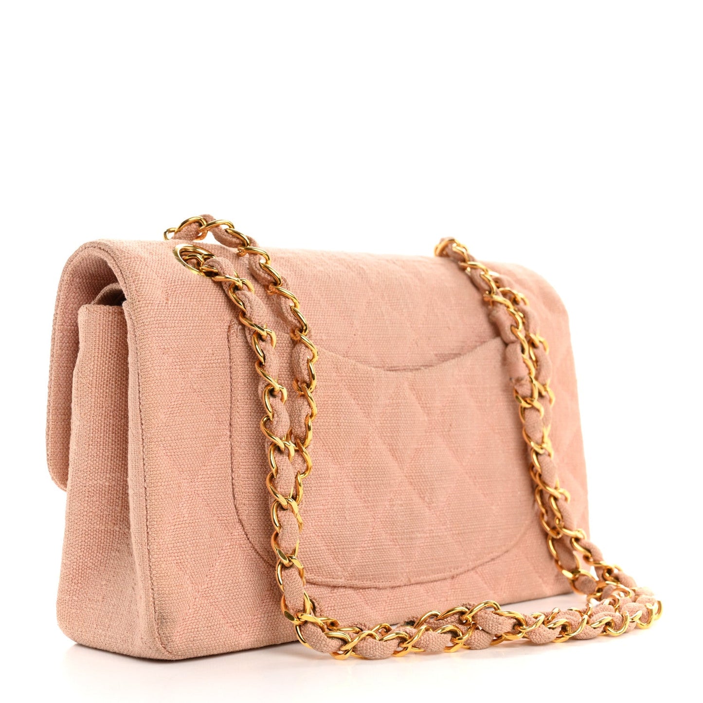 Chanel Canvas Quilted Small Double Flap Light Pink