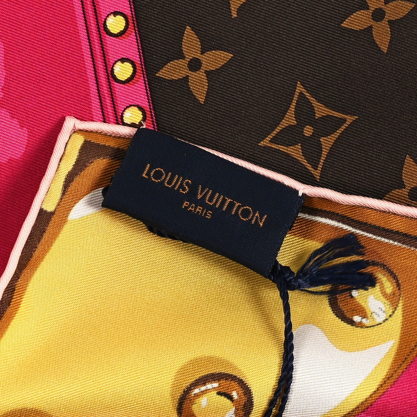 Louis Vuitton Silk Monogram Summer Trunks Square Scarf Brown