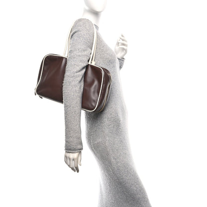 Miu Miu Soft Calf Softy Large Contrast Beau Top Handle Bag Radica White