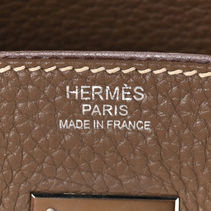 Hermes Taurillon Clemence Birkin 30 Etoupe