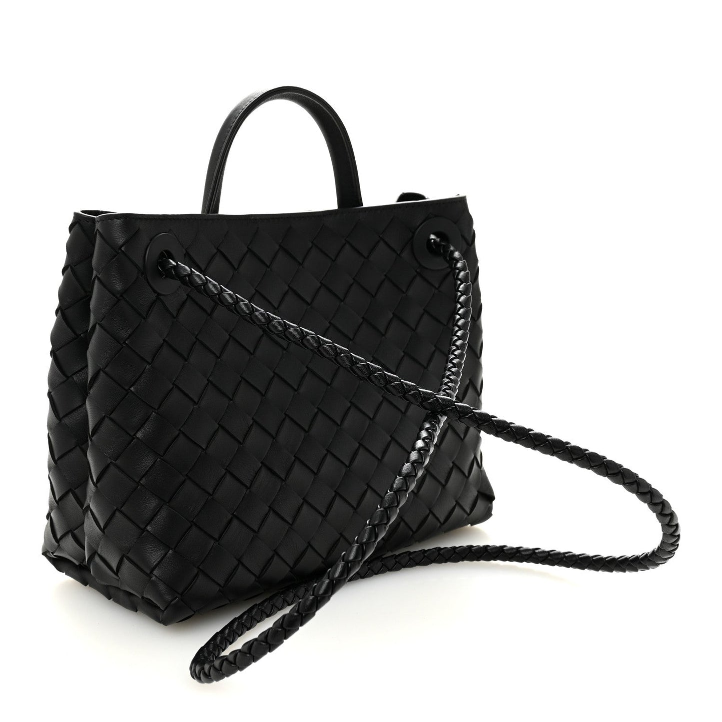 Bottega Veneta Nappa Intrecciato Small Andiamo Shoulder Bag Black
