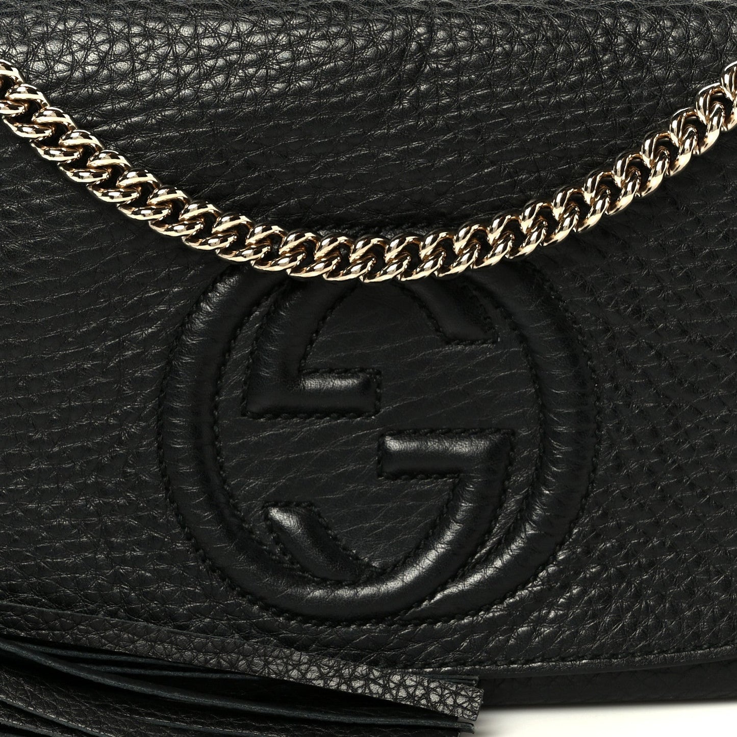Gucci Pebbled Calfskin Medium Soho Flap Crossbody Black