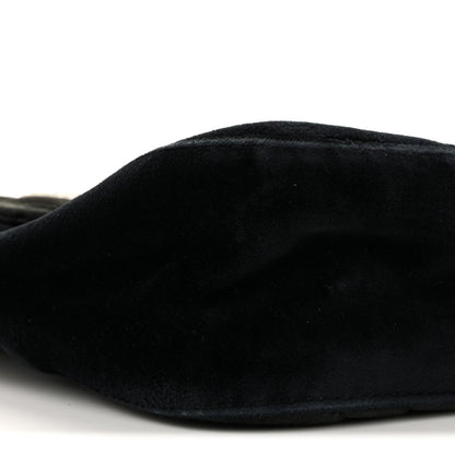 Gucci Velvet Matelasse Loved Embroidered Medium GG Marmont Shoulder Bag Black