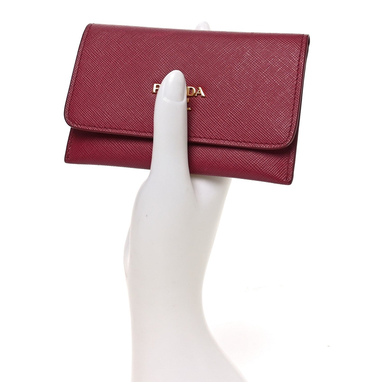 Prada Saffiano Metal Flap Card Holder Ibisco