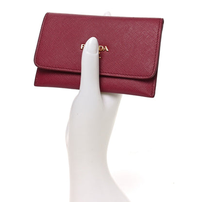Prada Saffiano Metal Flap Card Holder Ibisco