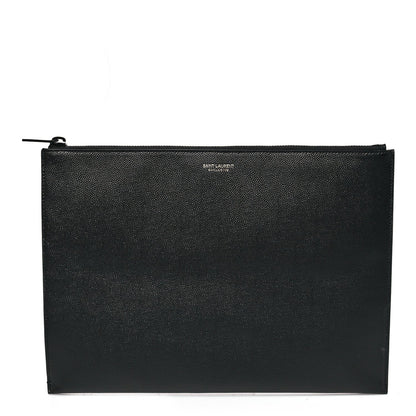 Saint Laurent Grain De Poudre Zipped Tablet Holder Black