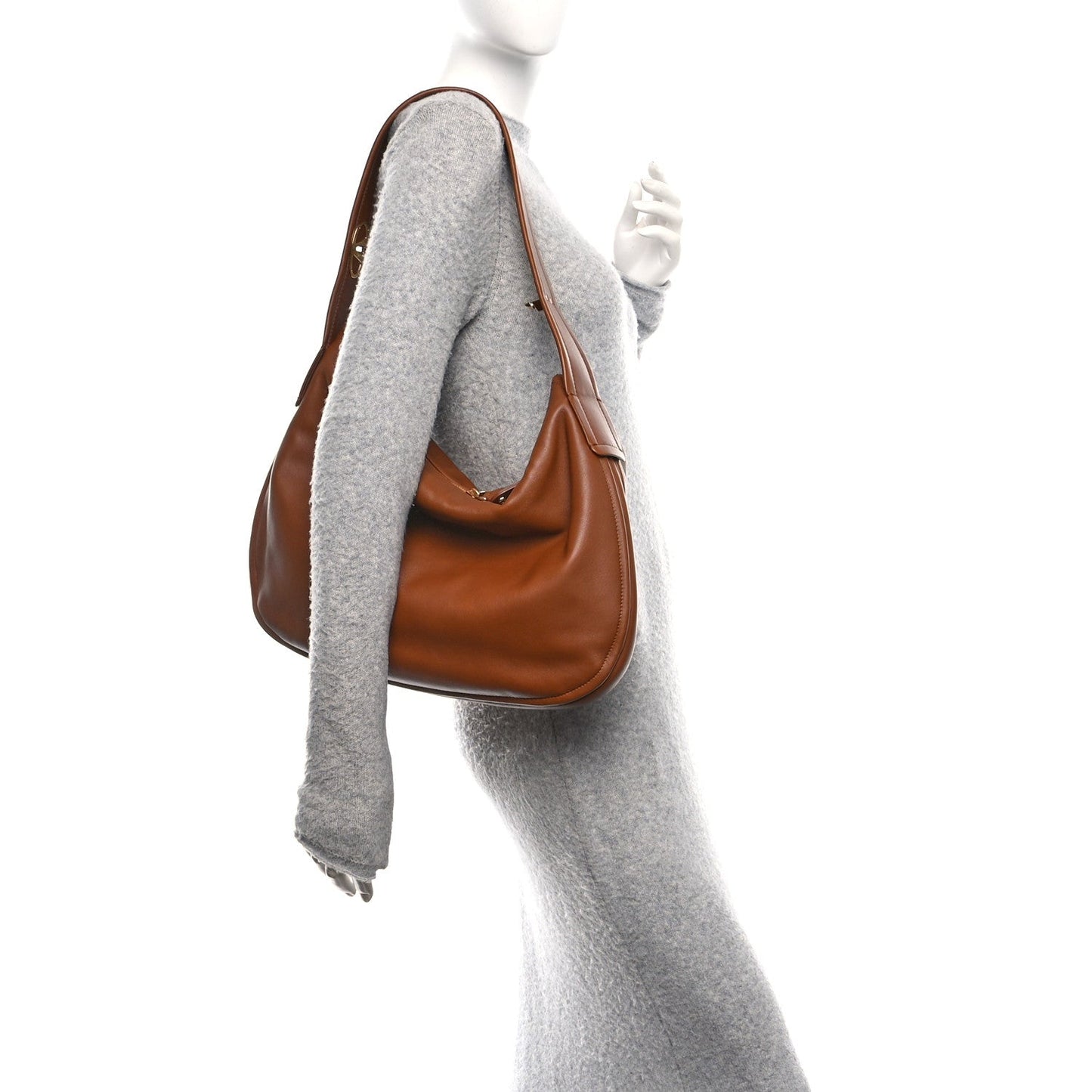 Valentino Garavani Calfskin Large Go-Hobo Bag Saddle Brown