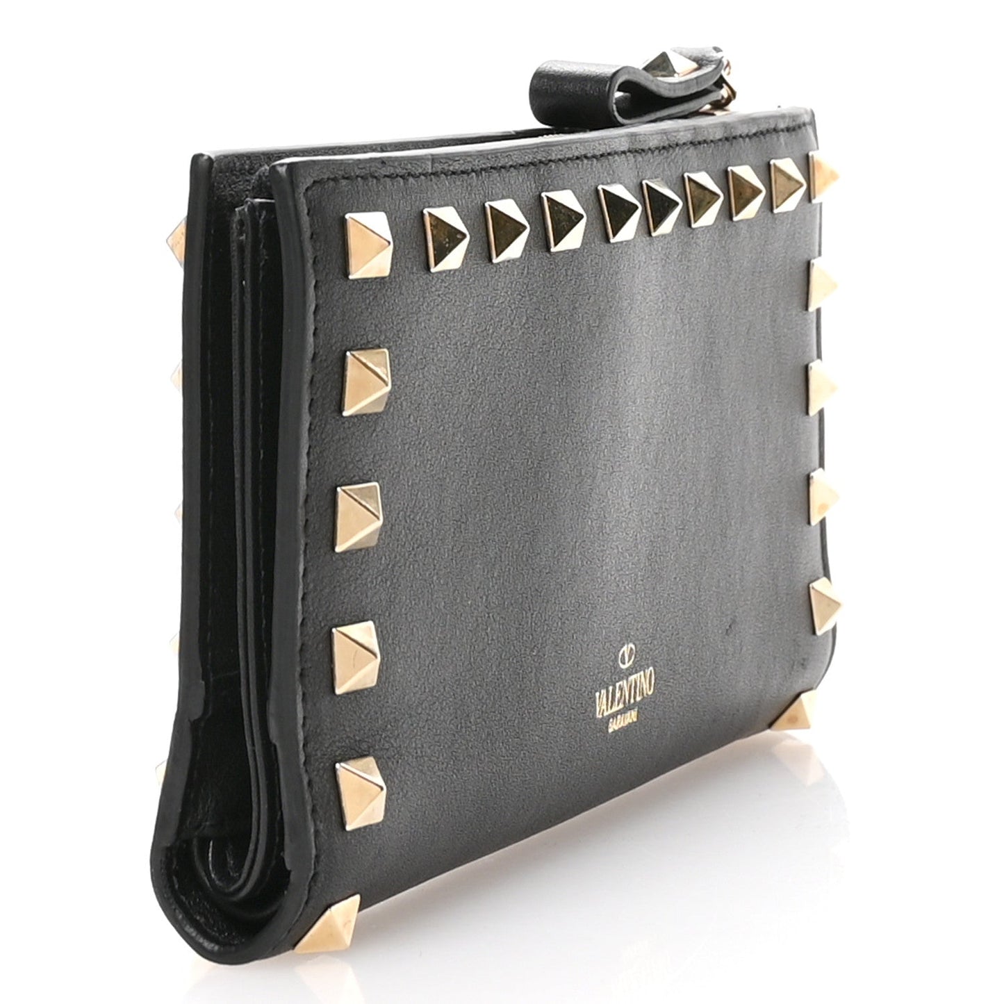 Valentino Garavani Calfskin Rockstud Continental Wallet Black