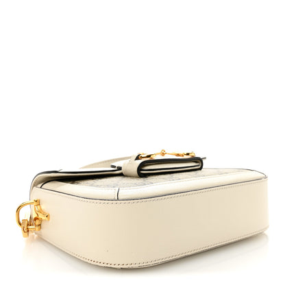 Gucci GG Supreme Monogram Web Mini Horsebit 1955 Shoulder Bag Beige Mystic White