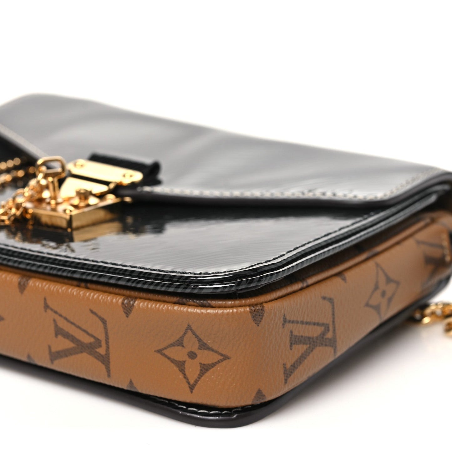 Louis Vuitton Shiny Epi Reverse Monogram Pochette Metis Mini Marine