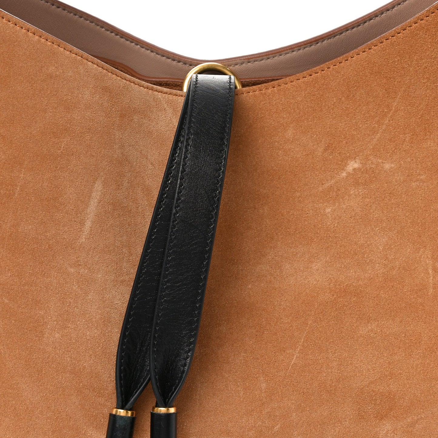Chloe Suede Calfskin Marcie Hobo Bag Black Tan