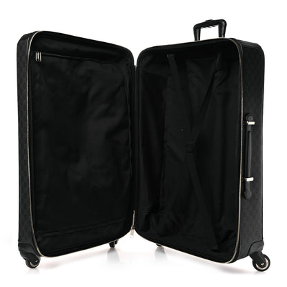Gucci GG Supreme Monogram Large Four Wheel Suitcase Black Grey