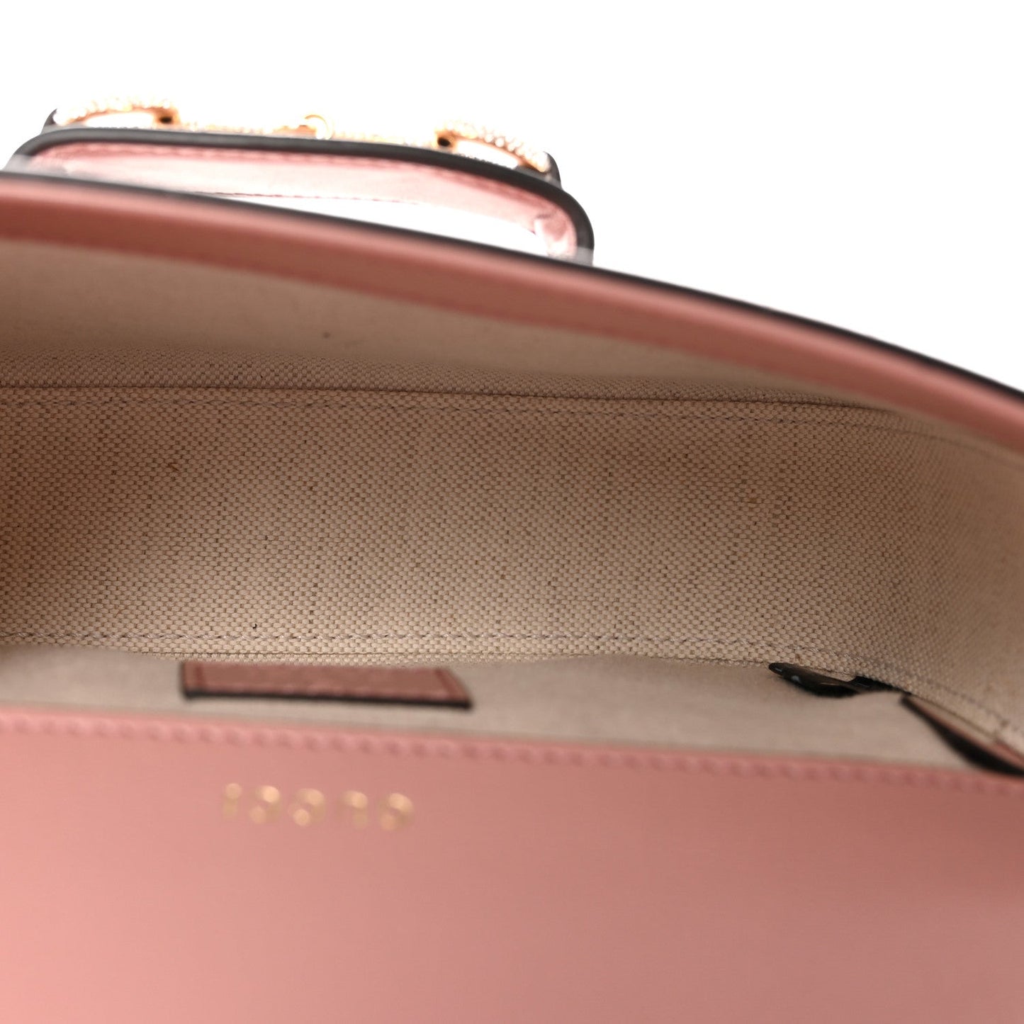 Gucci Azalea Calfskin Crystal GG Monogram Mini Horsebit 1955 Shoulder Bag Pink