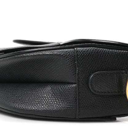 Christian Dior Grained Calfskin Saddle Bag Black