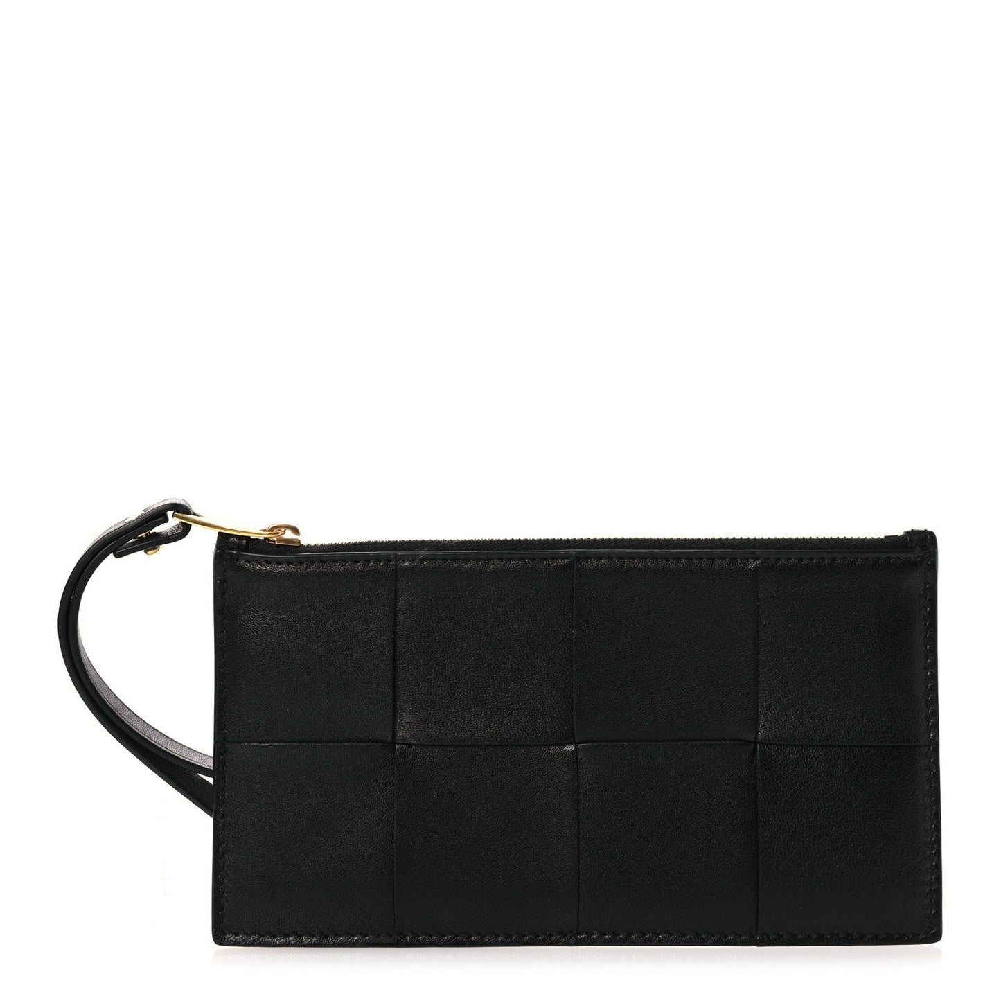 Bottega Veneta Lambskin Maxi Intrecciato Bill Pouch Black