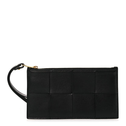 Bottega Veneta Lambskin Maxi Intrecciato Bill Pouch Black
