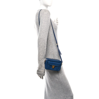 Prada Saffiano Mini Front Pocket Crossbody Bag Bleuette