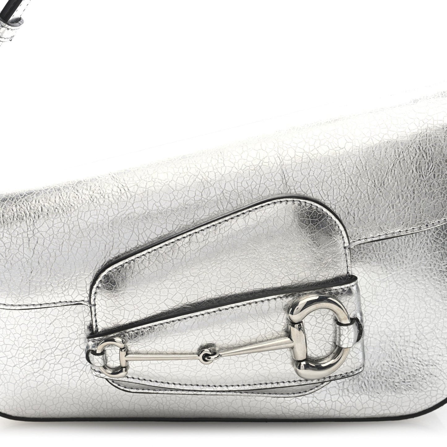 Gucci Metallic Demetra Small Horsebit 1955 Asymmetric Shoulder Bag Silver