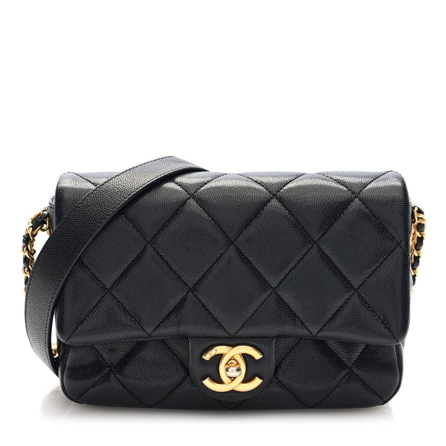 Chanel Caviar Quilted Small Twist Your Buttons Flap Black