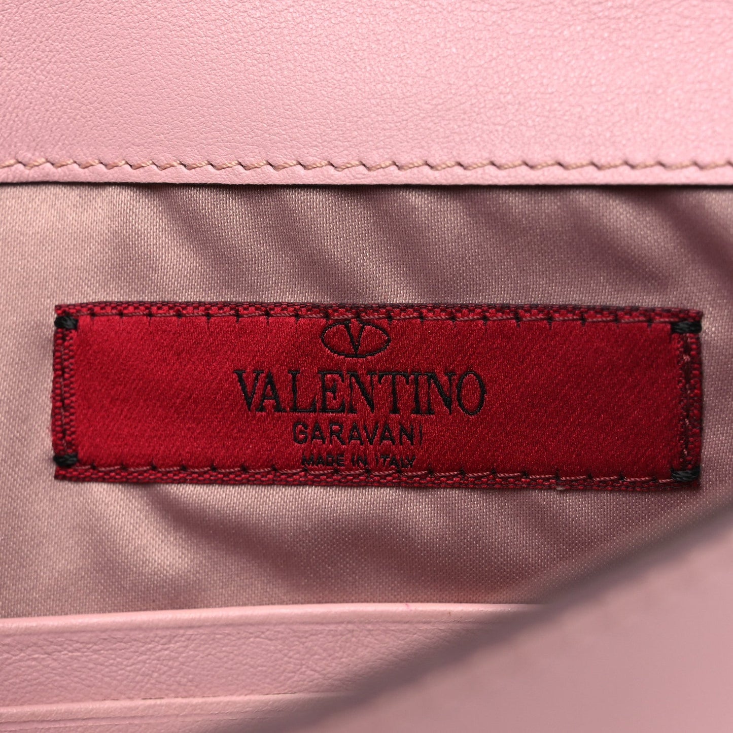 Valentino Garavani Pebbled Calfskin Large Rockstud Envelope Clutch Water Rose