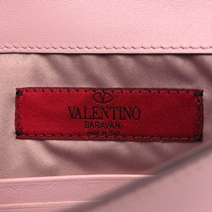 Valentino Garavani Pebbled Calfskin Large Rockstud Envelope Clutch Water Rose