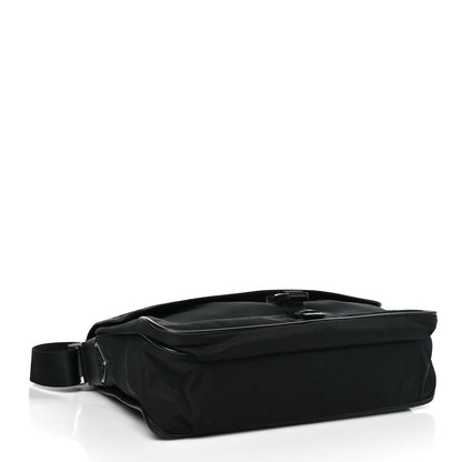 Prada Tessuto Nylon Saffiano Single Snap Buckle Flap Messenger Bag Black