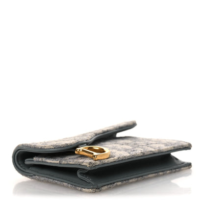 Christian Dior Oblique Saddle Bloom Card Holder Gray