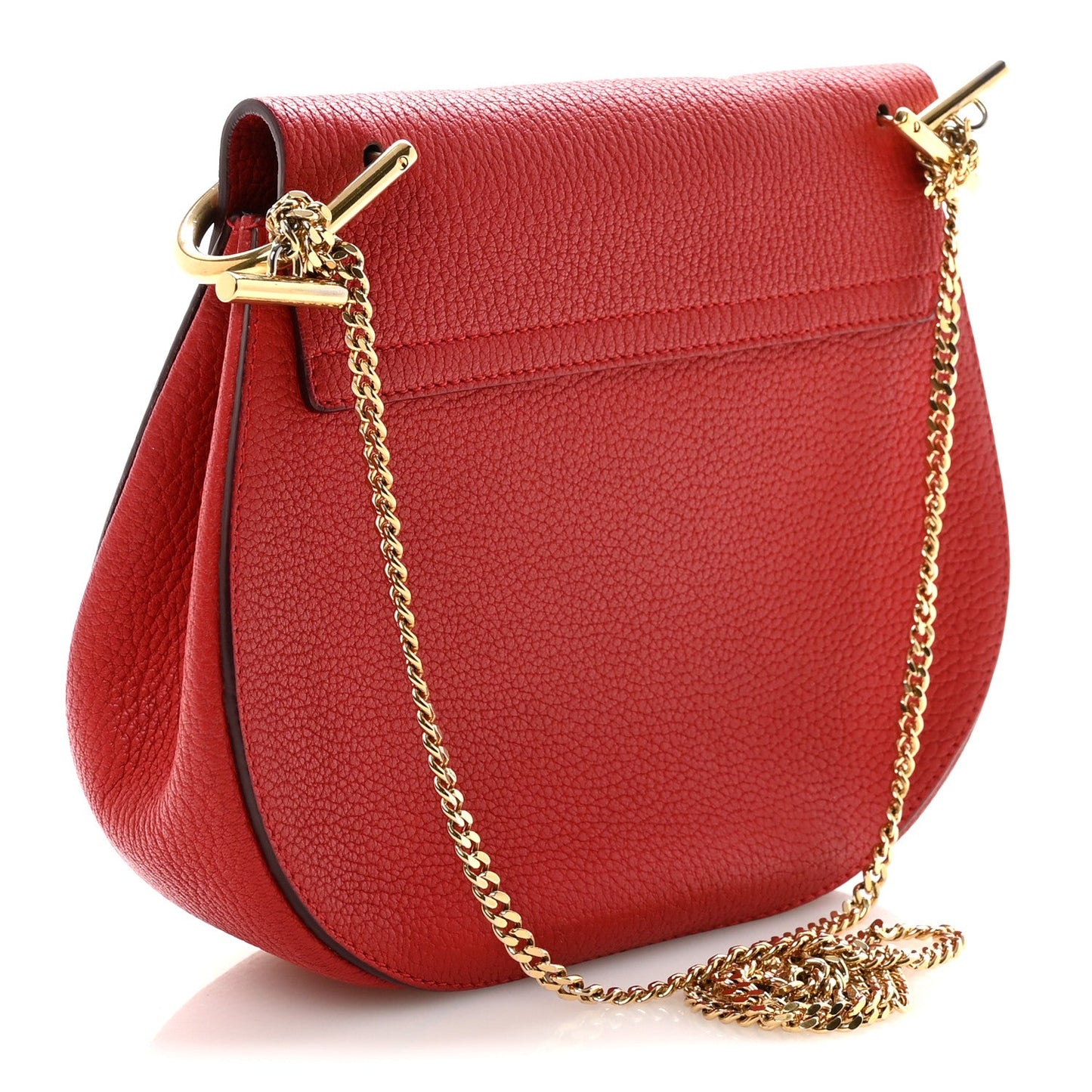 Chloe Grained Lambskin Drew Shoulder Bag Plaid Red