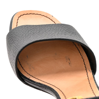Valentino Garavani Grained Calfskin Roman Stud Ankle Strap 75mm Sandals 37 Black