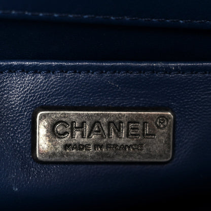 Chanel Lambskin Tile Medium Mosaic Boy Flap Navy Multicolor