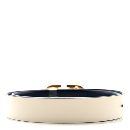 Valentino Garavani Calfskin VLogo Reversible Belt 100 40 Navy White