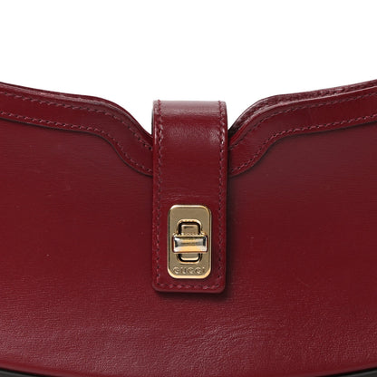 Gucci Calfskin Mini Moon Side Shoulder Bag Rosso Ancora