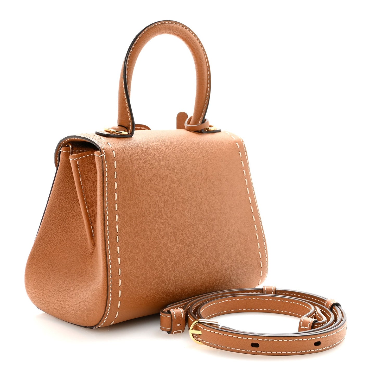 Delvaux Grained Rodeo Calfskin Surpique Mini Brillant Satchel Vegetal Ivory