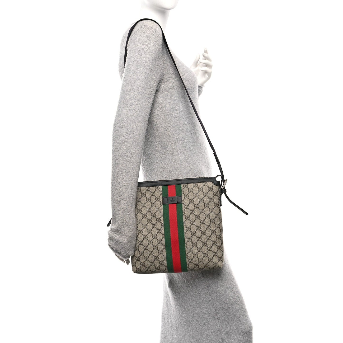Gucci GG Supreme Monogram Web Messenger Bag Black