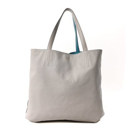 Hermes Veau Sikkim Double Sens 36 Reversible Tote Turquoise Gris Perle