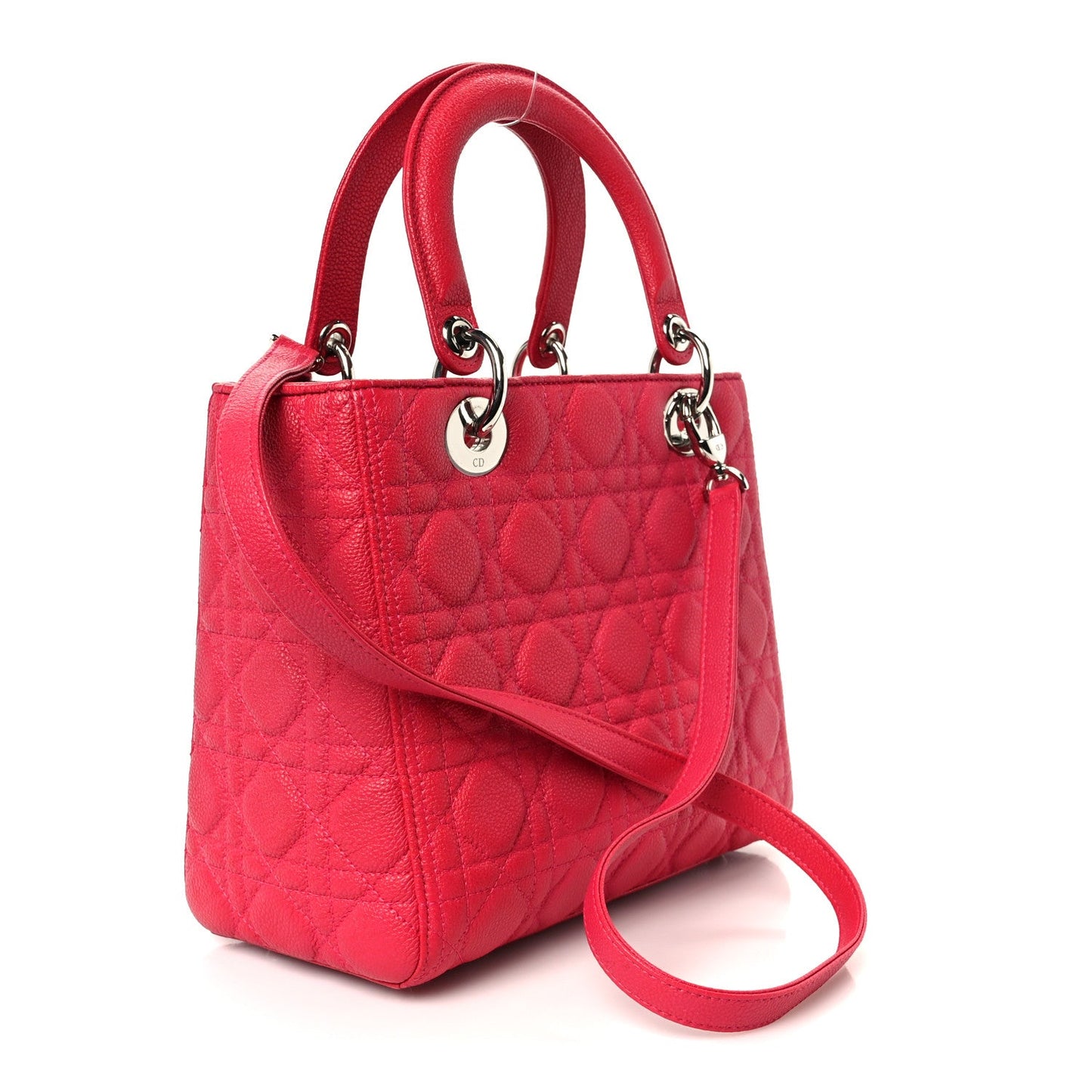 Christian Dior Grained Calfskin Cannage Medium Lady Dior Pink
