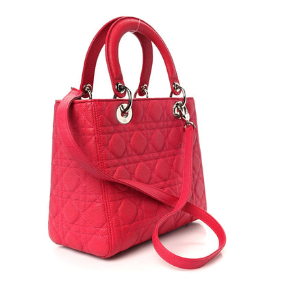 Christian Dior Grained Calfskin Cannage Medium Lady Dior Pink