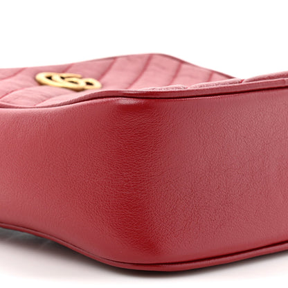 Gucci Azalea Calfskin Matelasse Diagonal Tall GG Marmont Crossbody Bag Romantic Cerise