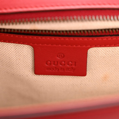 Gucci Calfskin Web Medium Peony Chain Shoulder Bag Red