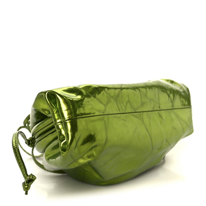 Bottega Veneta Metallic Crushed Calfskin The Mini Pouch Chlorophyll