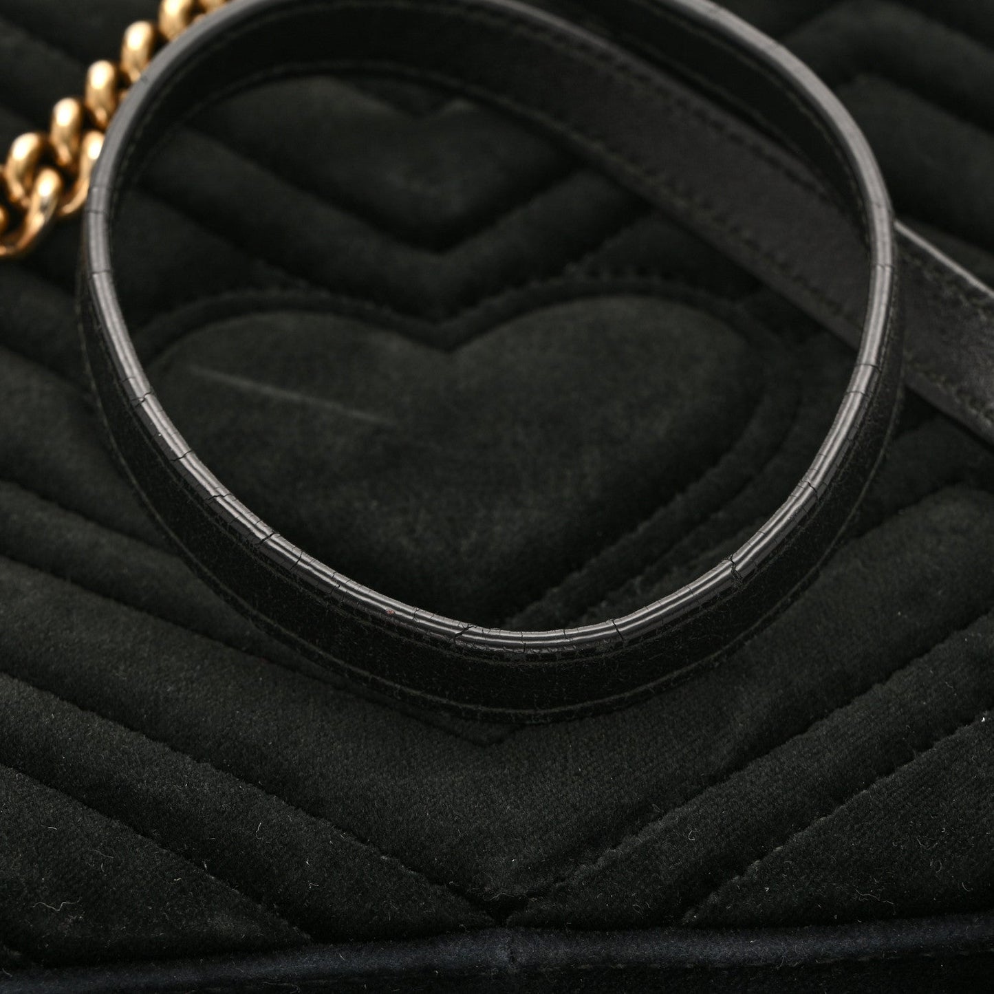 Gucci Velvet Matelasse Loved Embroidered Medium GG Marmont Shoulder Bag Black