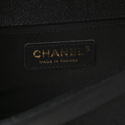Chanel Caviar Chevron Quilted Medium Boy Flap Black
